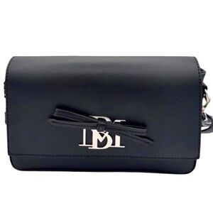Badgley Mischka NWT Black Saffiano Crossbody with Bow and Logo